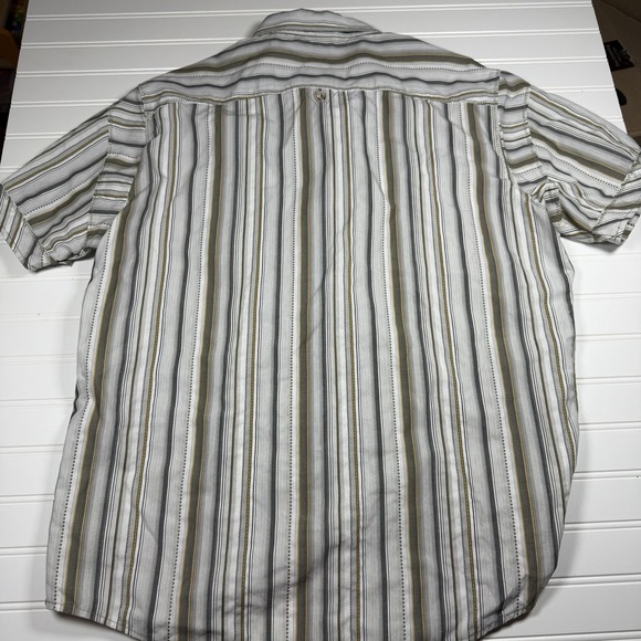 Kuhl Short Sleeve Button Up Shirt Men's Large White Brown Striped GUC Outdoors - Picture 4 of 4